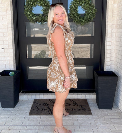 The Embroidered Linen Blend Romper
