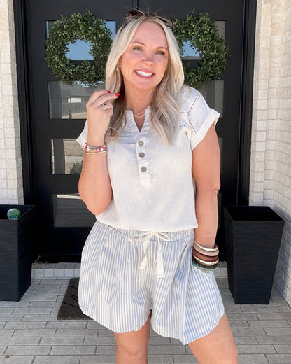 The Stripe Drawstring Short