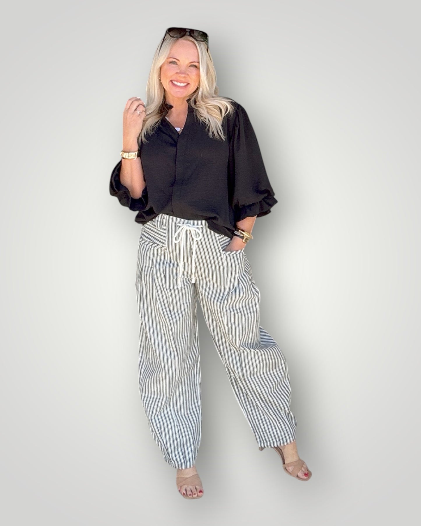 Seaside Stripe Barrel Pants