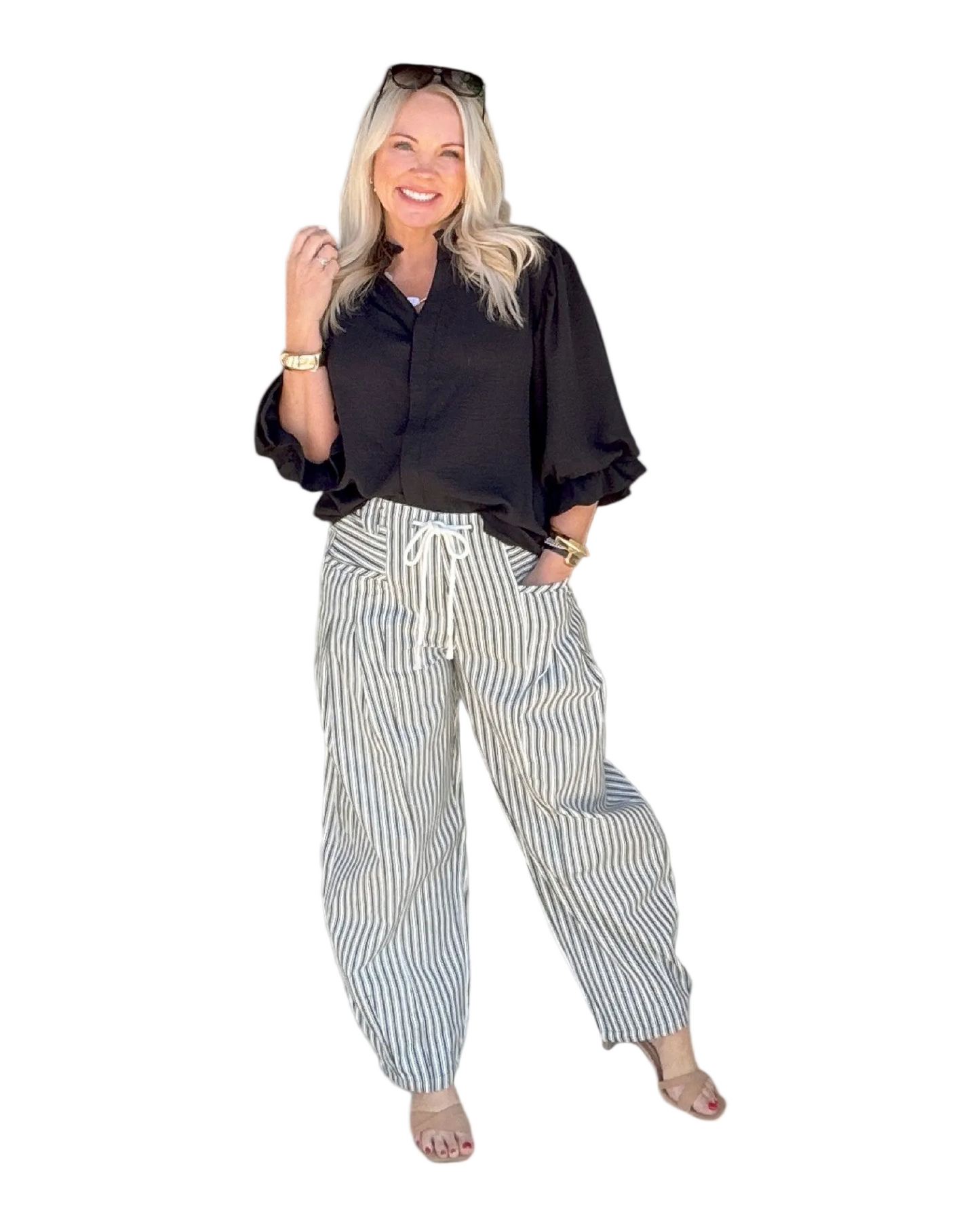 Seaside Stripe Barrel Pants