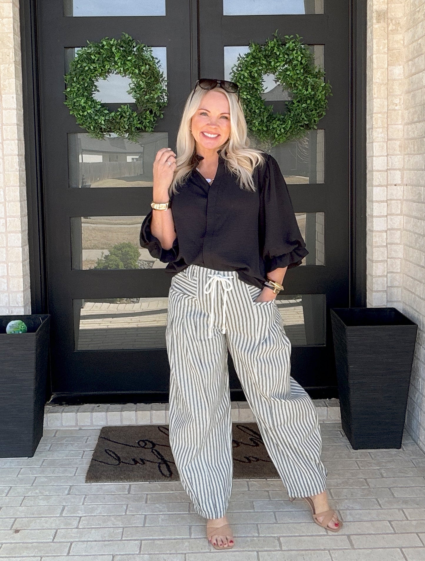 Seaside Stripe Barrel Pants