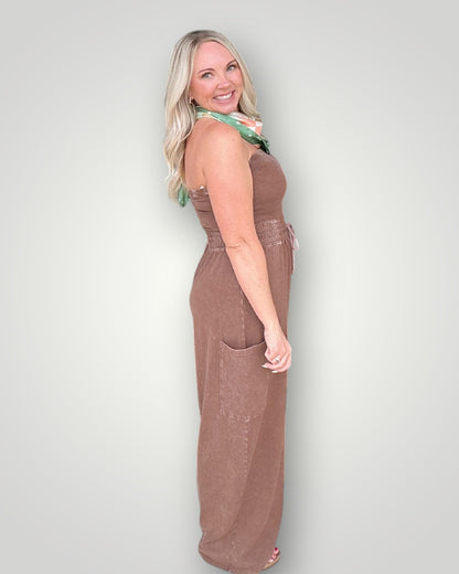 Espresso Ease Strapless Jumpsuit