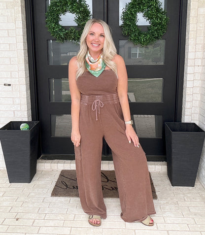 Espresso Ease Strapless Jumpsuit