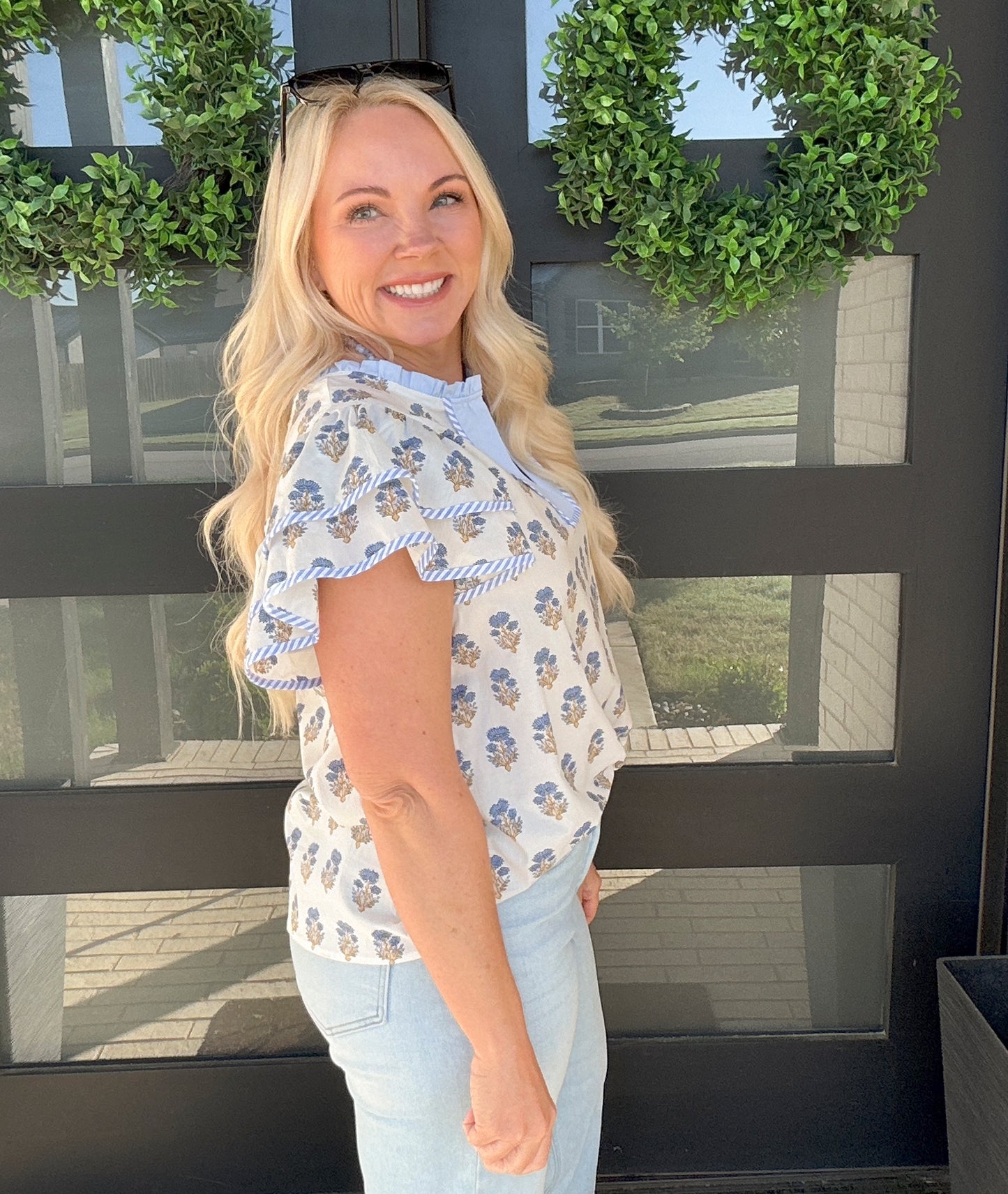 White Wildflower Flutter Top