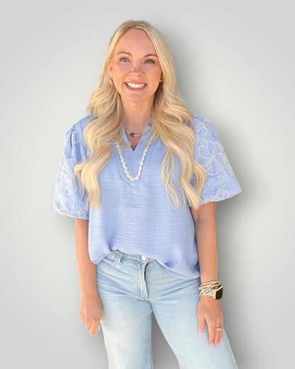 Contrast Bloom Top - Blue