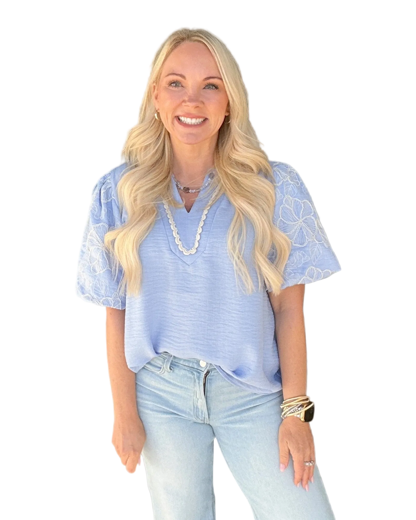 Contrast Bloom Top - Blue