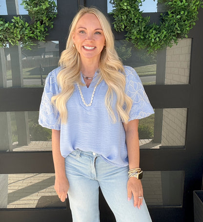 Contrast Bloom Top - Blue