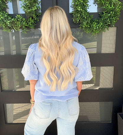 Contrast Bloom Top - Blue