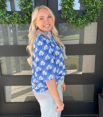 Blue Blossom Ruffle Blouse