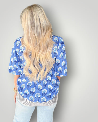 Blue Blossom Ruffle Blouse