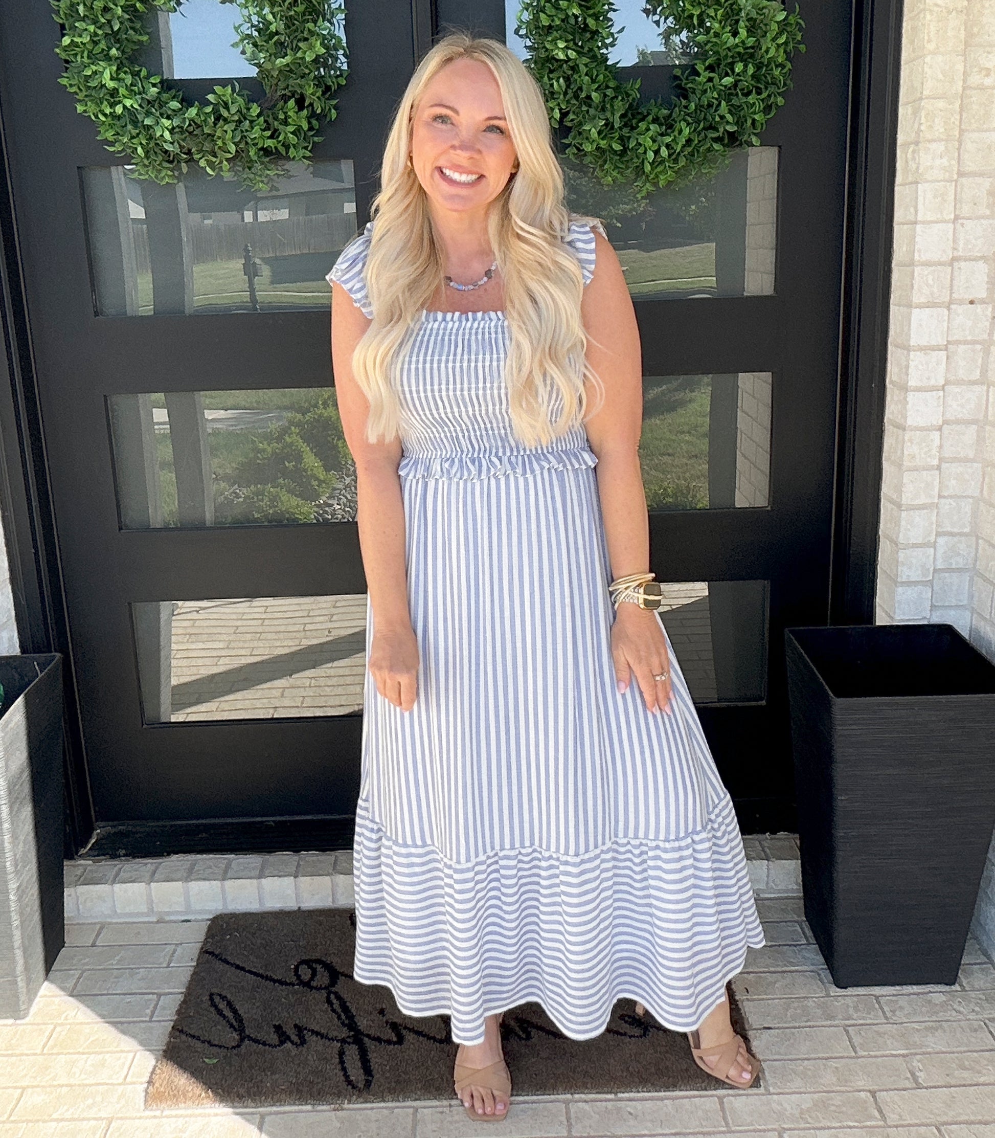 women's smocked midi dress Shoreline Smocked Midi Dress