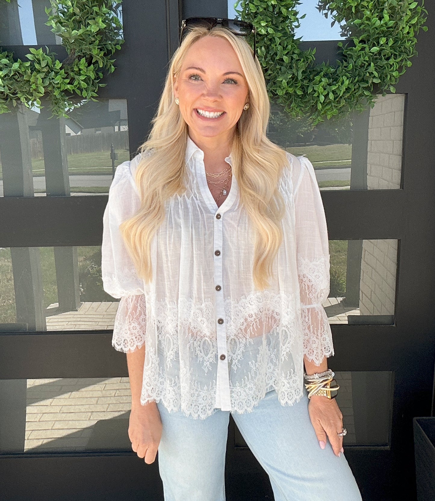Delicate Lace Button Down