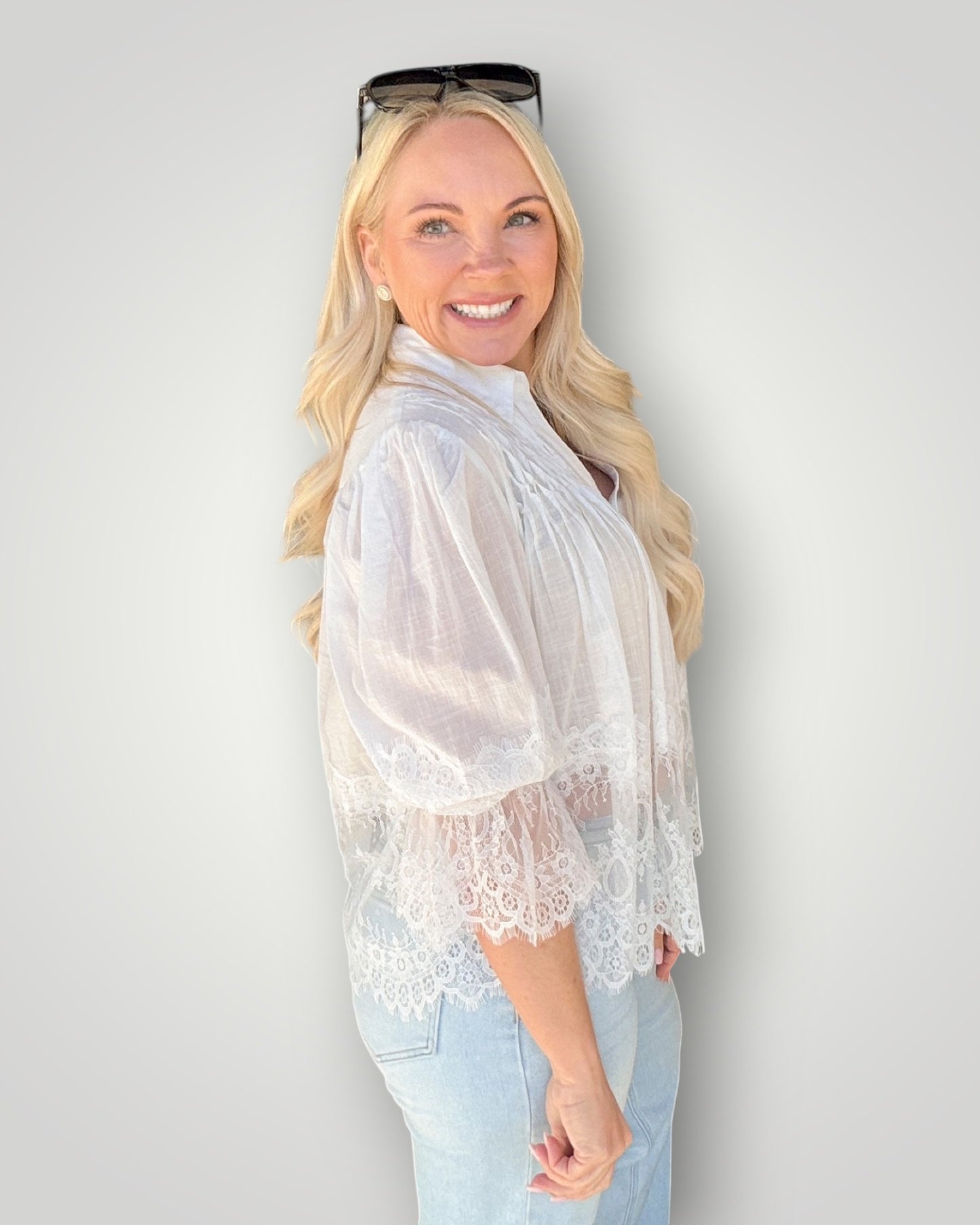 Delicate Lace Button Down