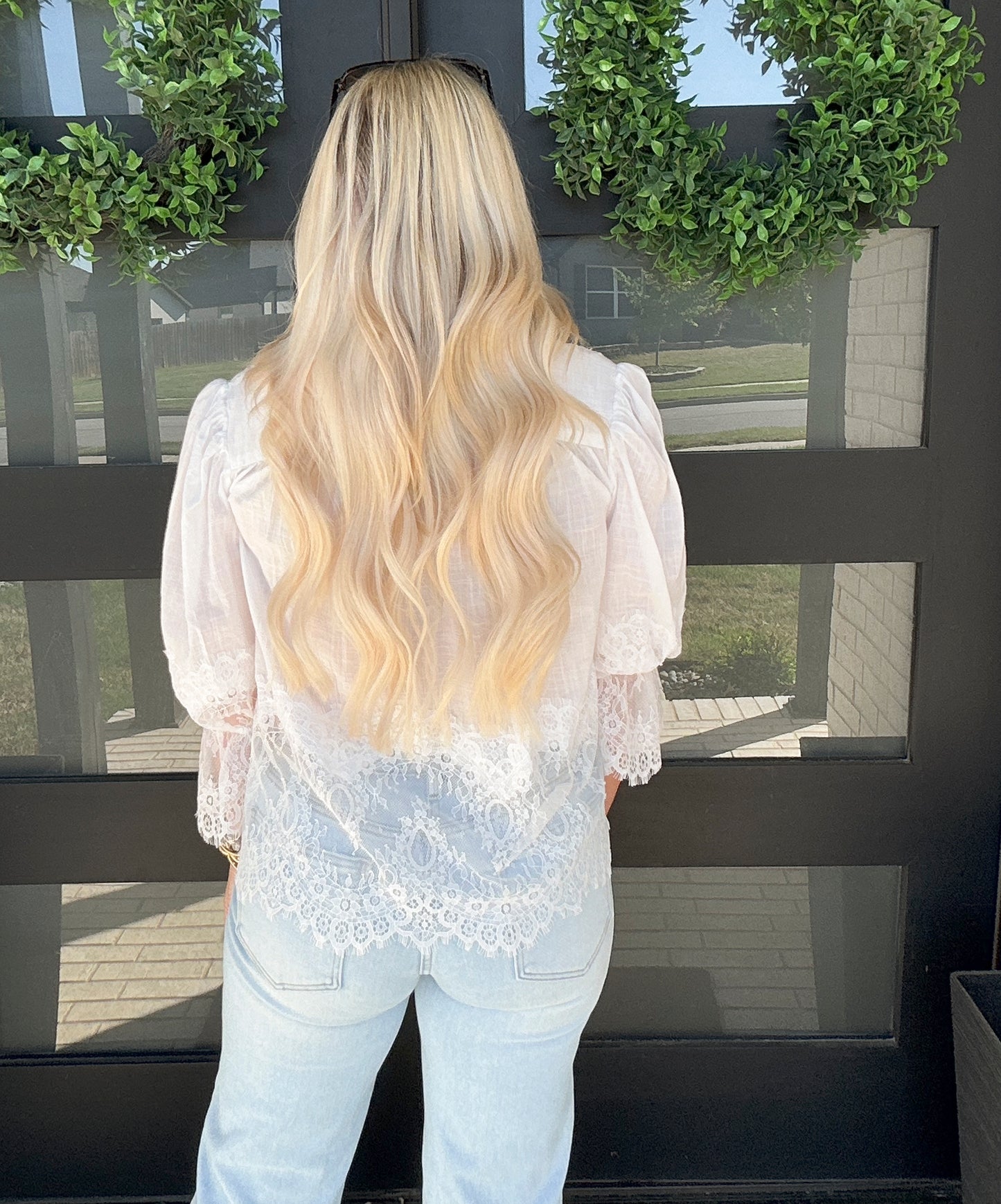 Delicate Lace Button Down