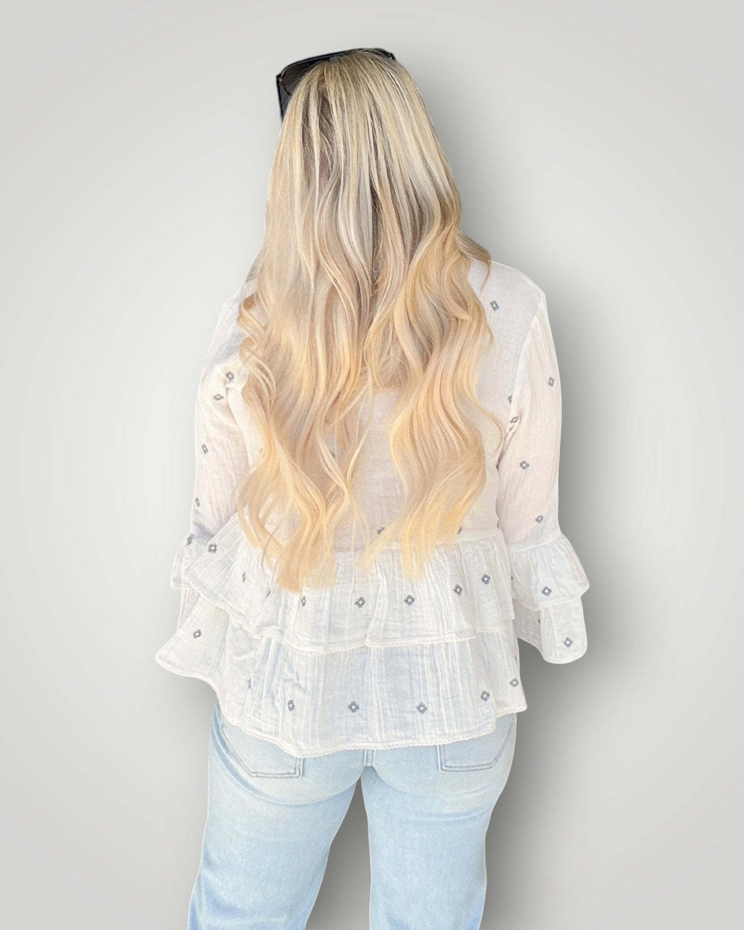 Blue Diamond Ruffle Blouse