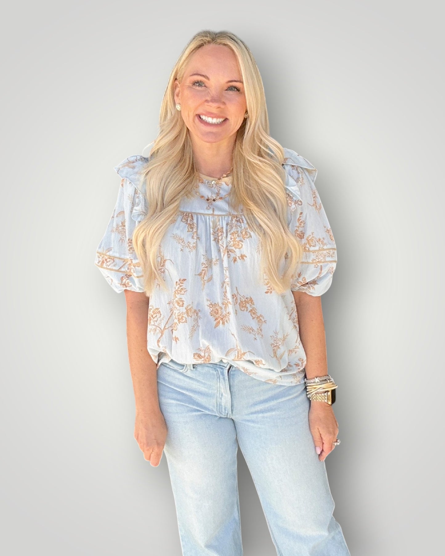 Sky & Sand Floral Blouse