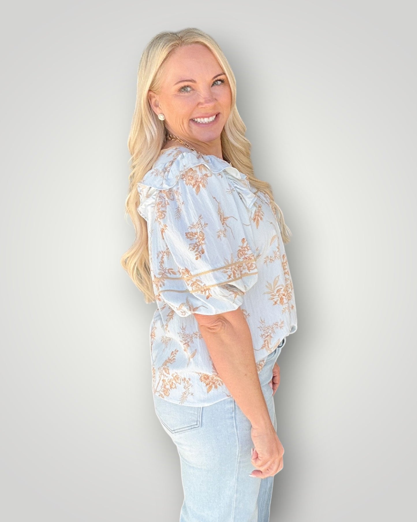 Sky & Sand Floral Blouse