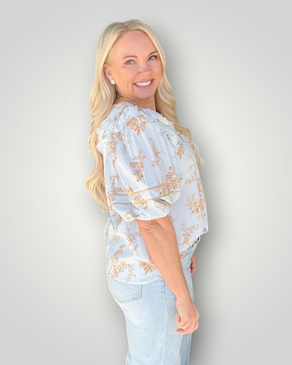 Sky & Sand Floral Blouse