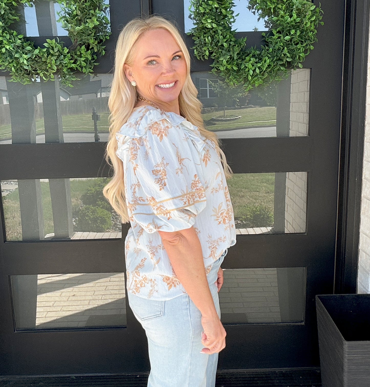Sky & Sand Floral Blouse