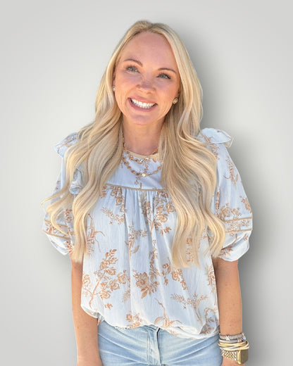 Sky & Sand Floral Blouse