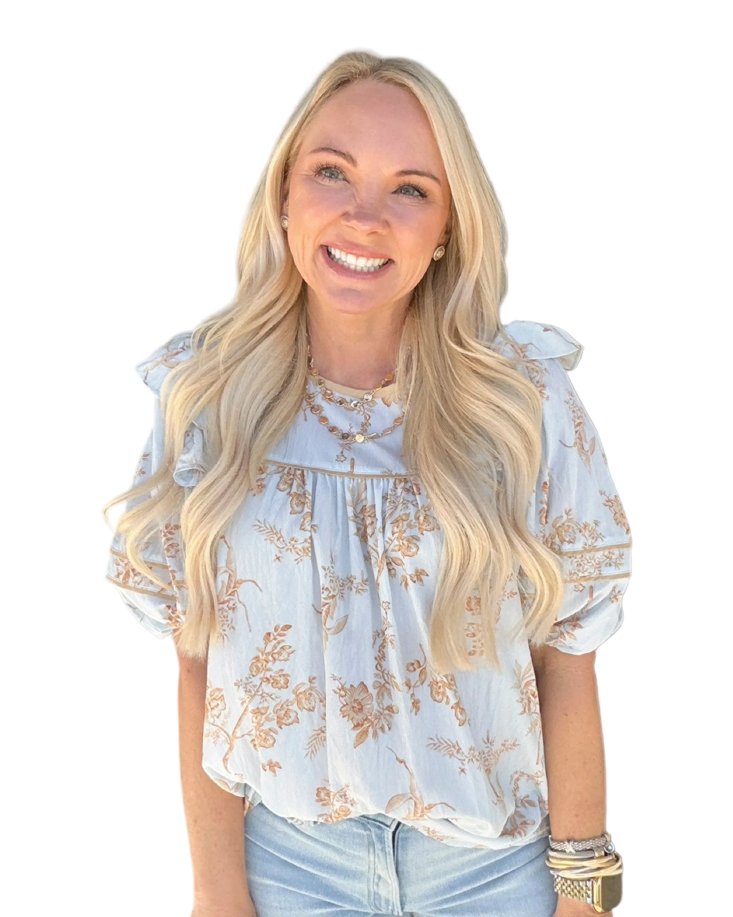 Sky & Sand Floral Blouse