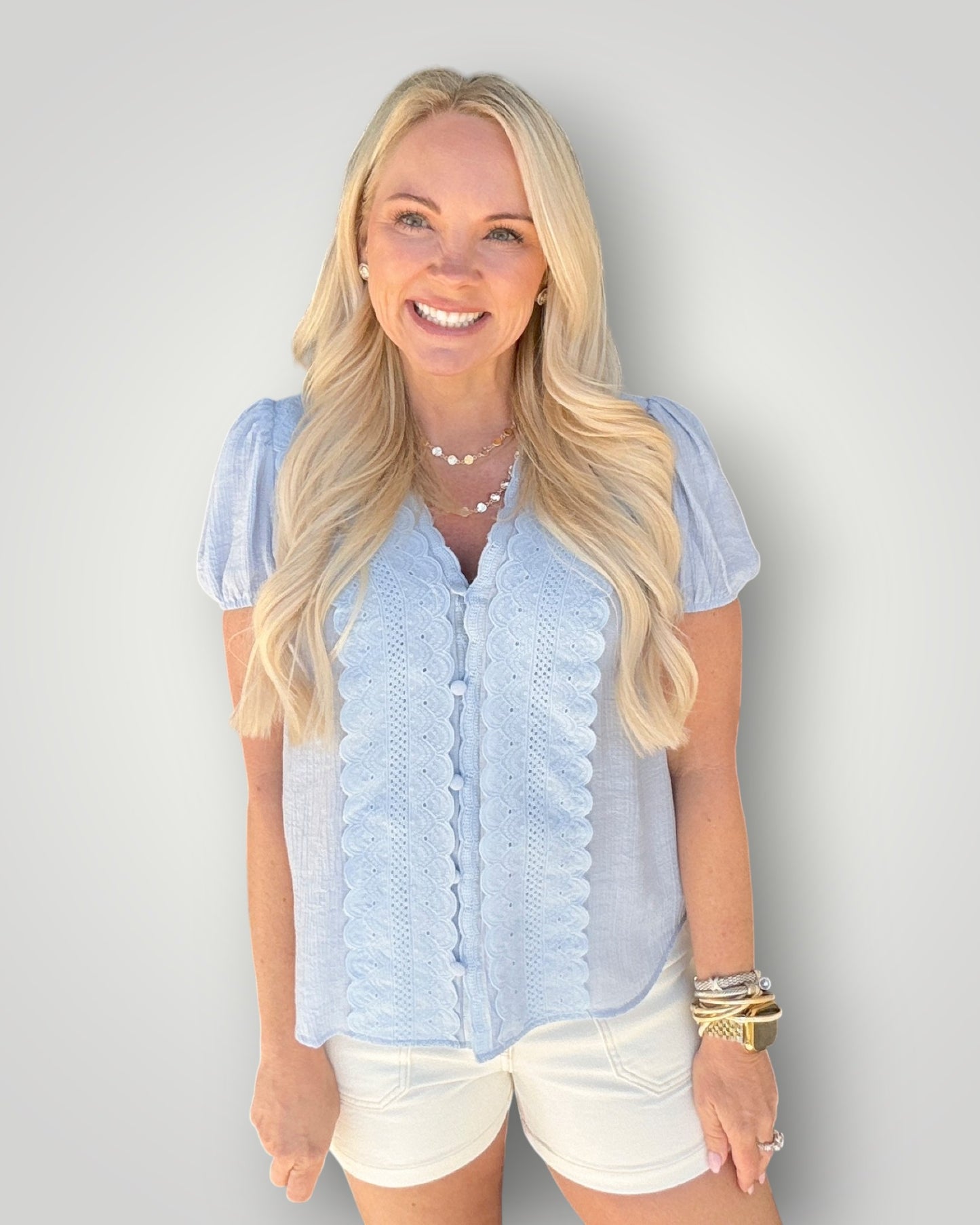 Something Blue Button Blouse