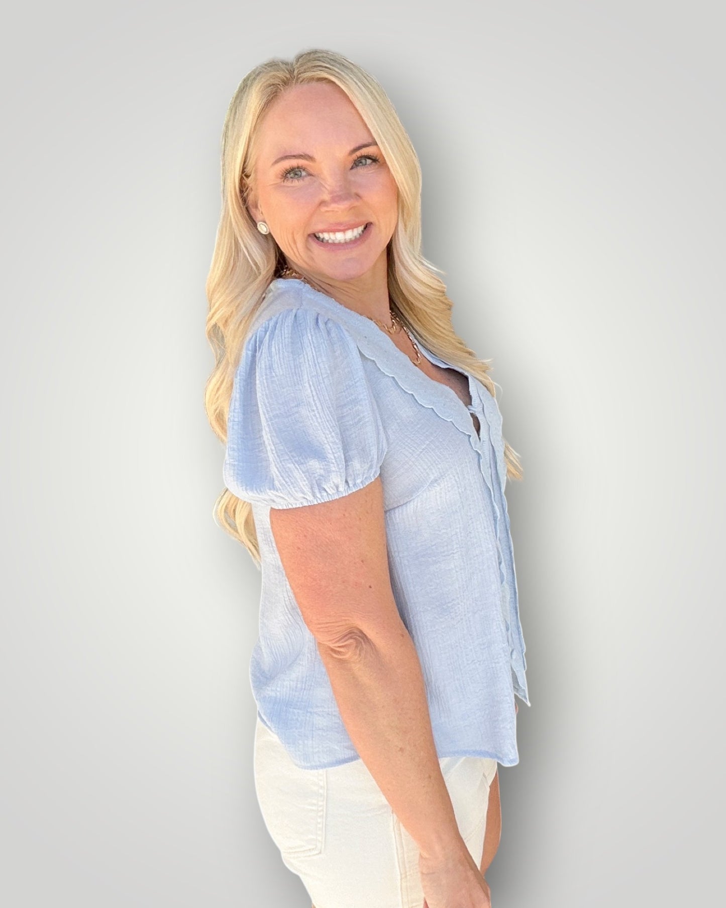 Something Blue Button Blouse