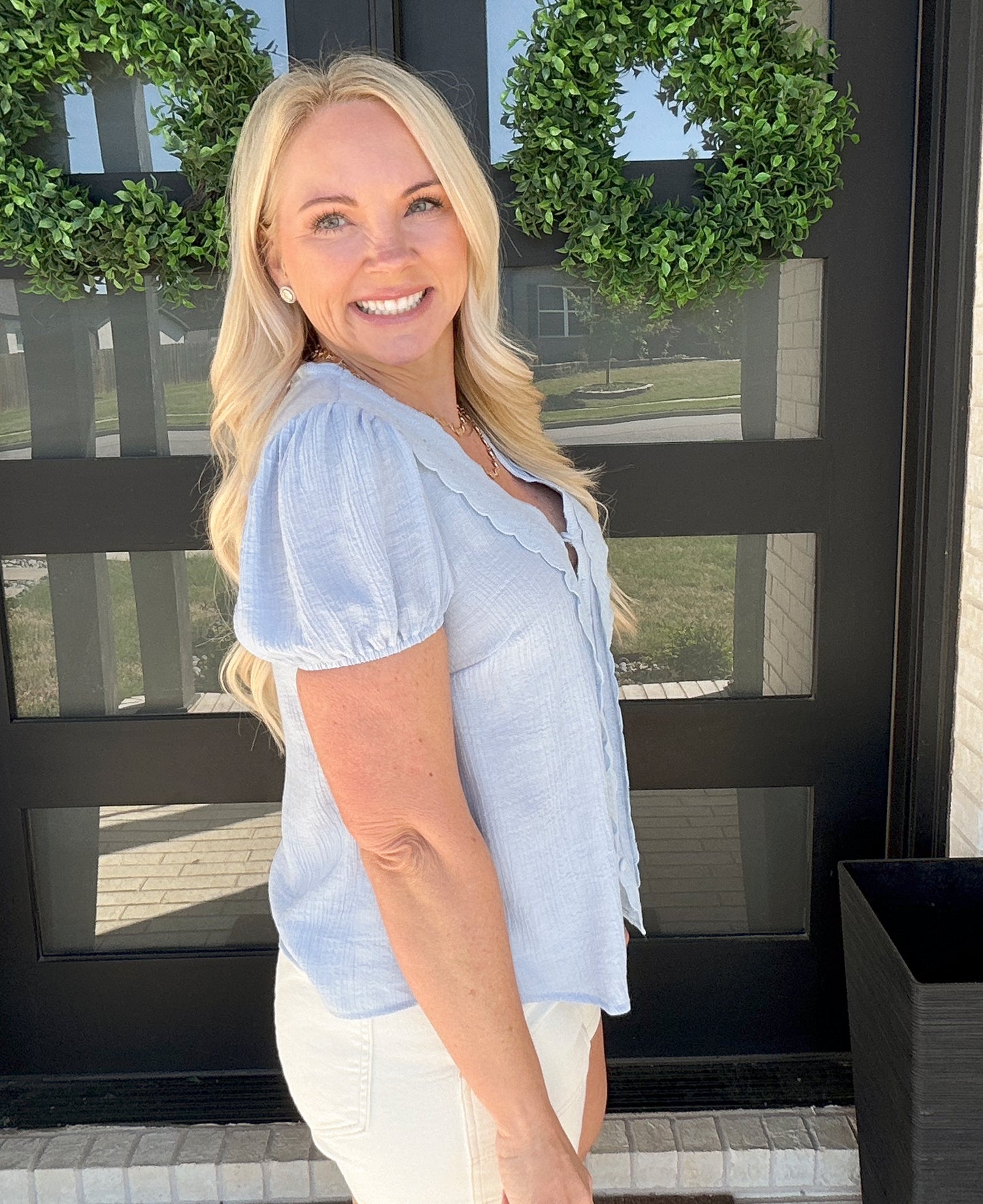 Something Blue Button Blouse