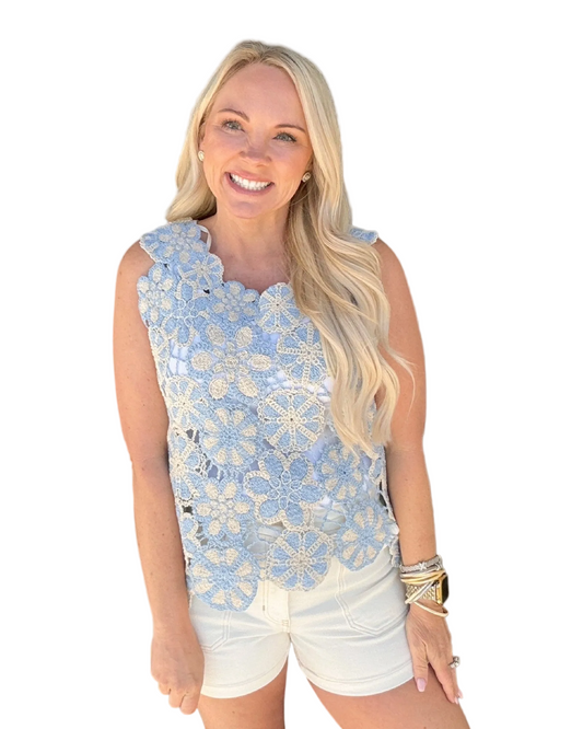 Sky Petal Crochet Top