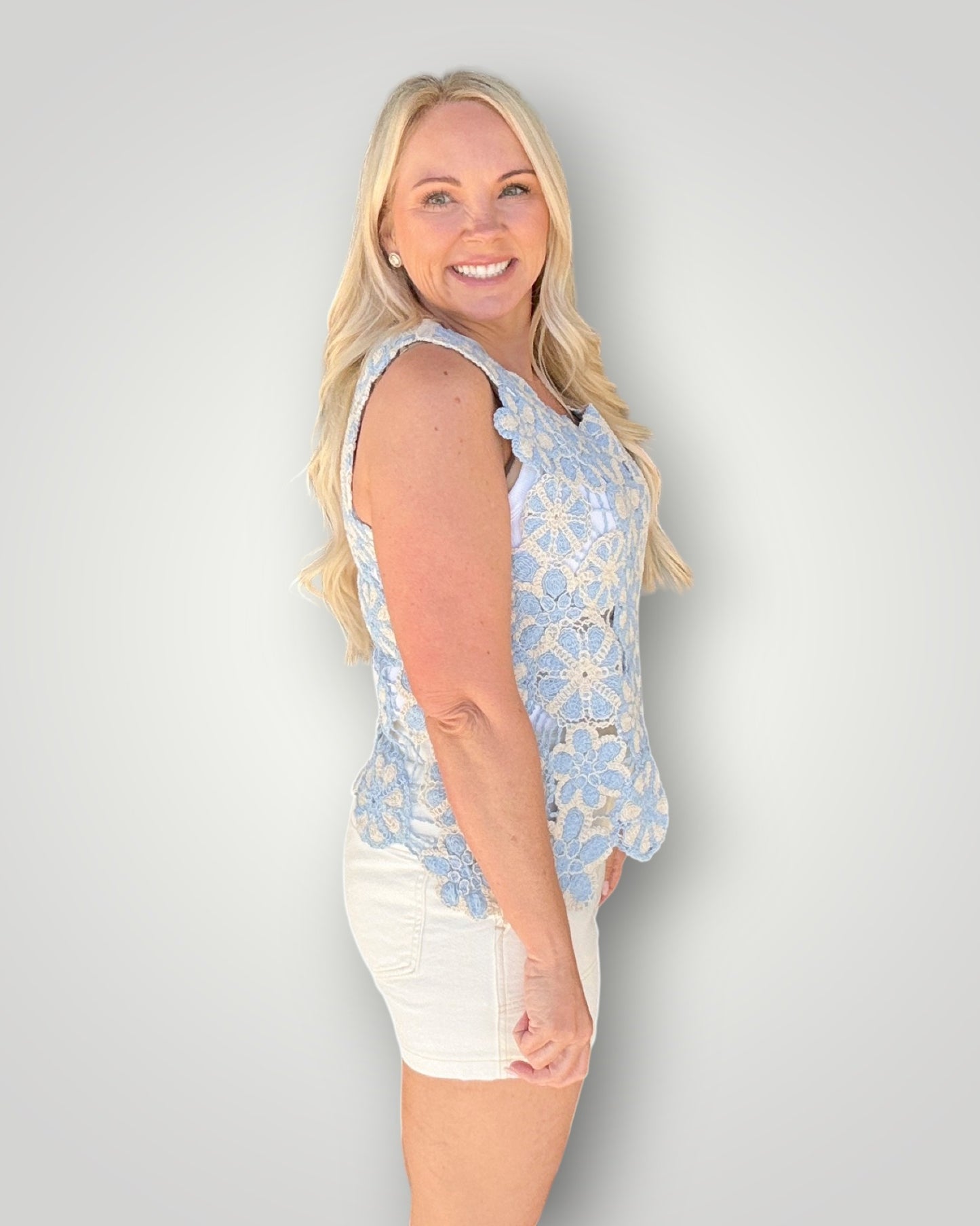 Sky Petal Crochet Top