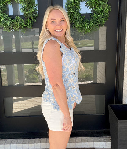 Sky Petal Crochet Top