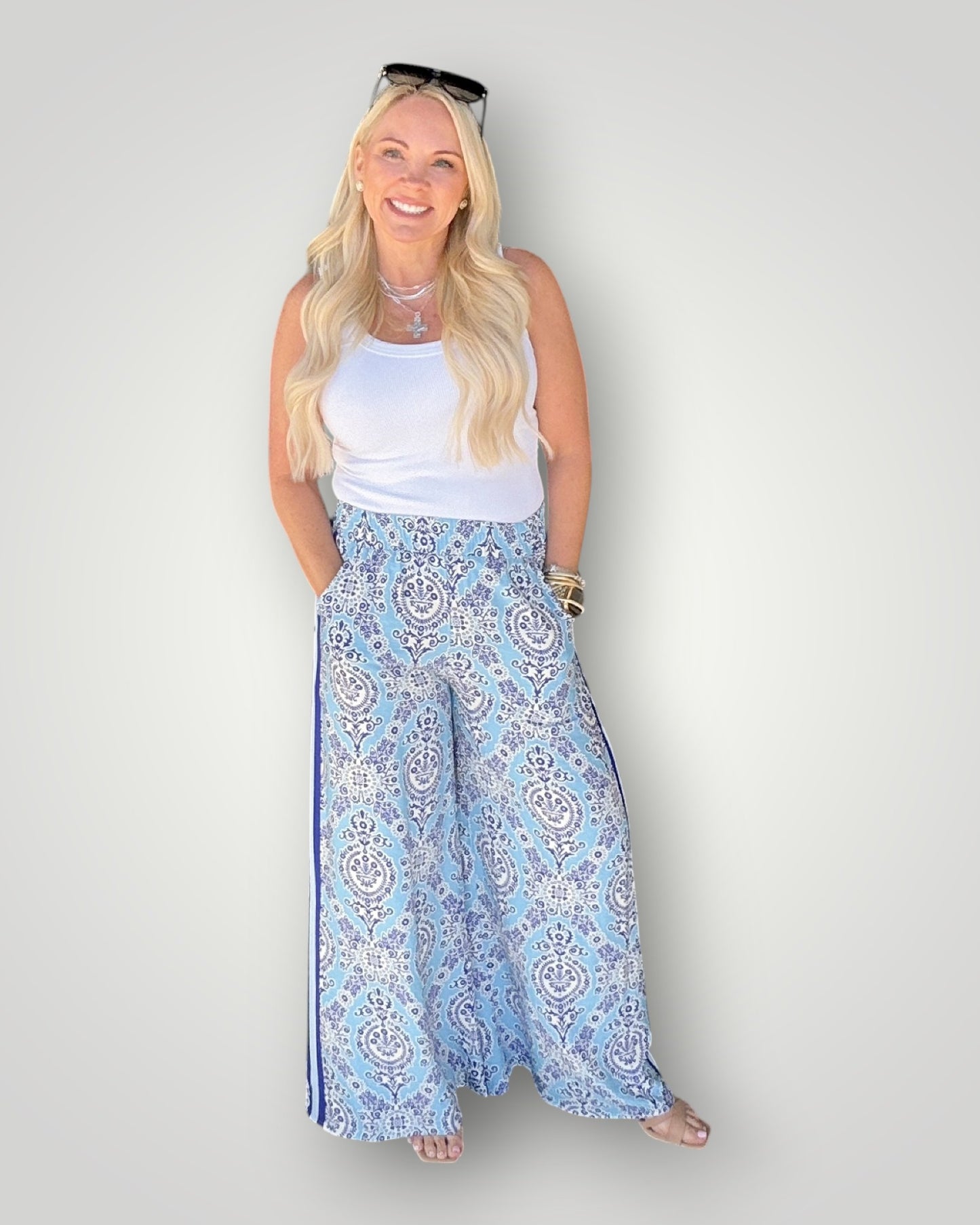 Balanced Print Pant - Blue