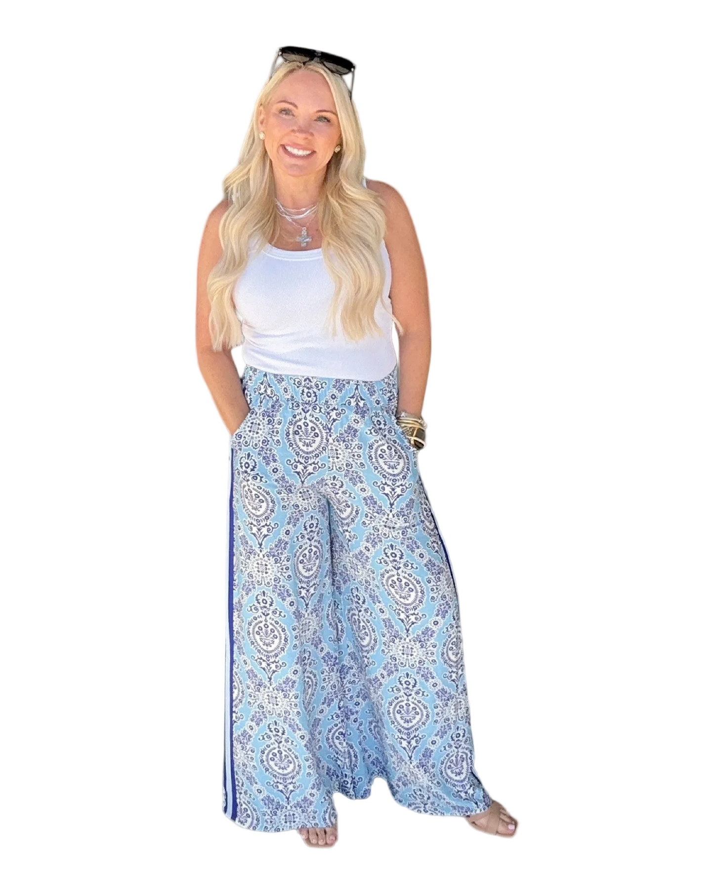 Balanced Print Pant - Blue