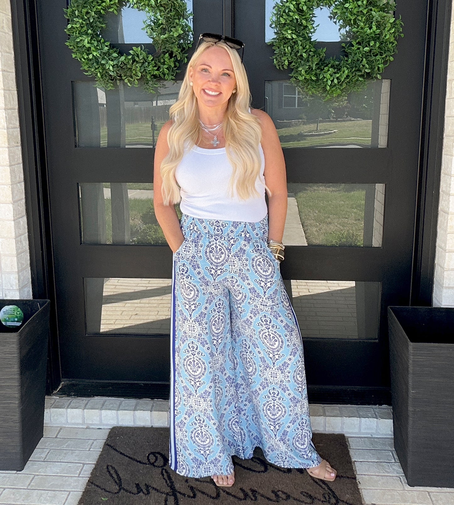 Balanced Print Pant - Blue