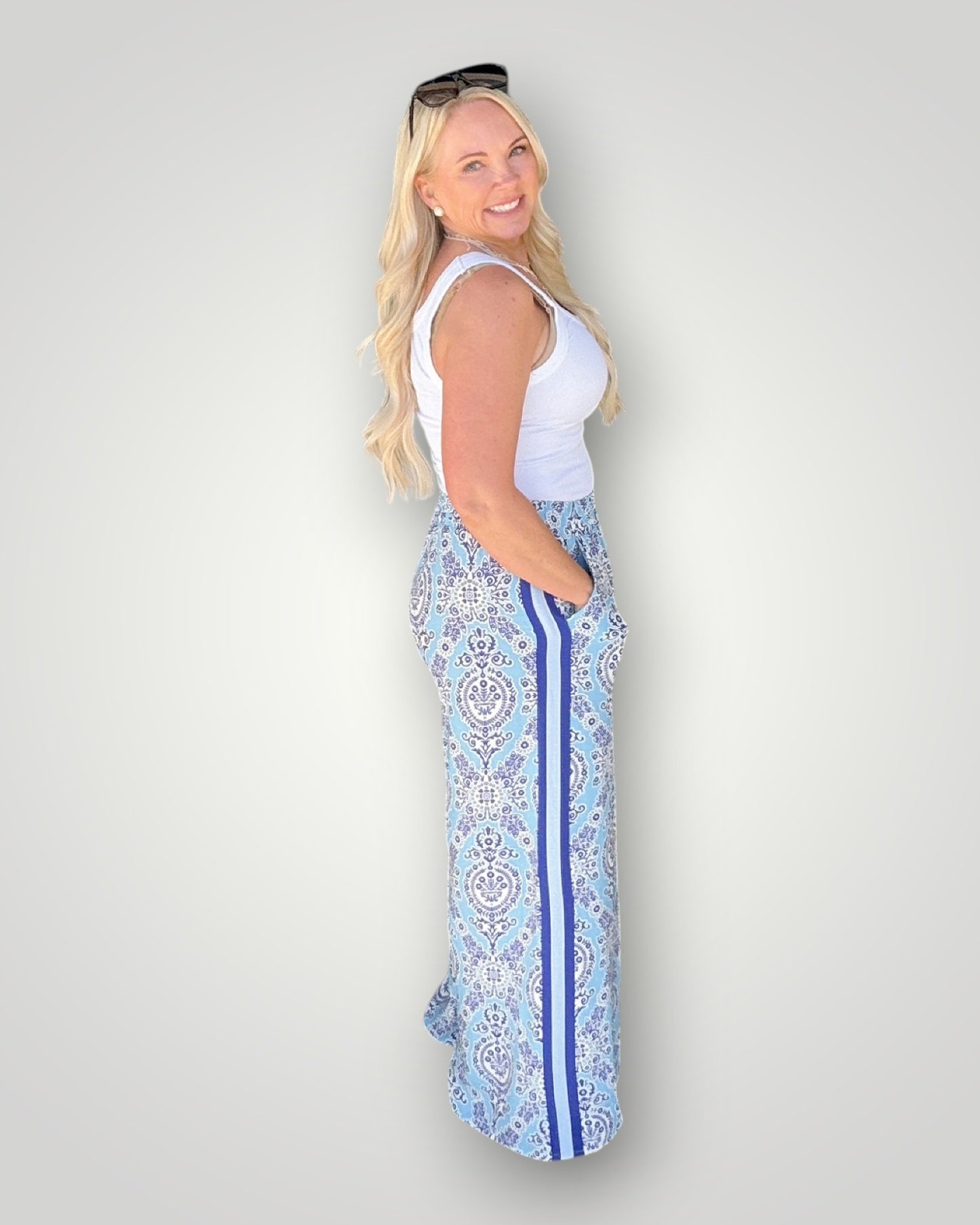 Balanced Print Pant - Blue