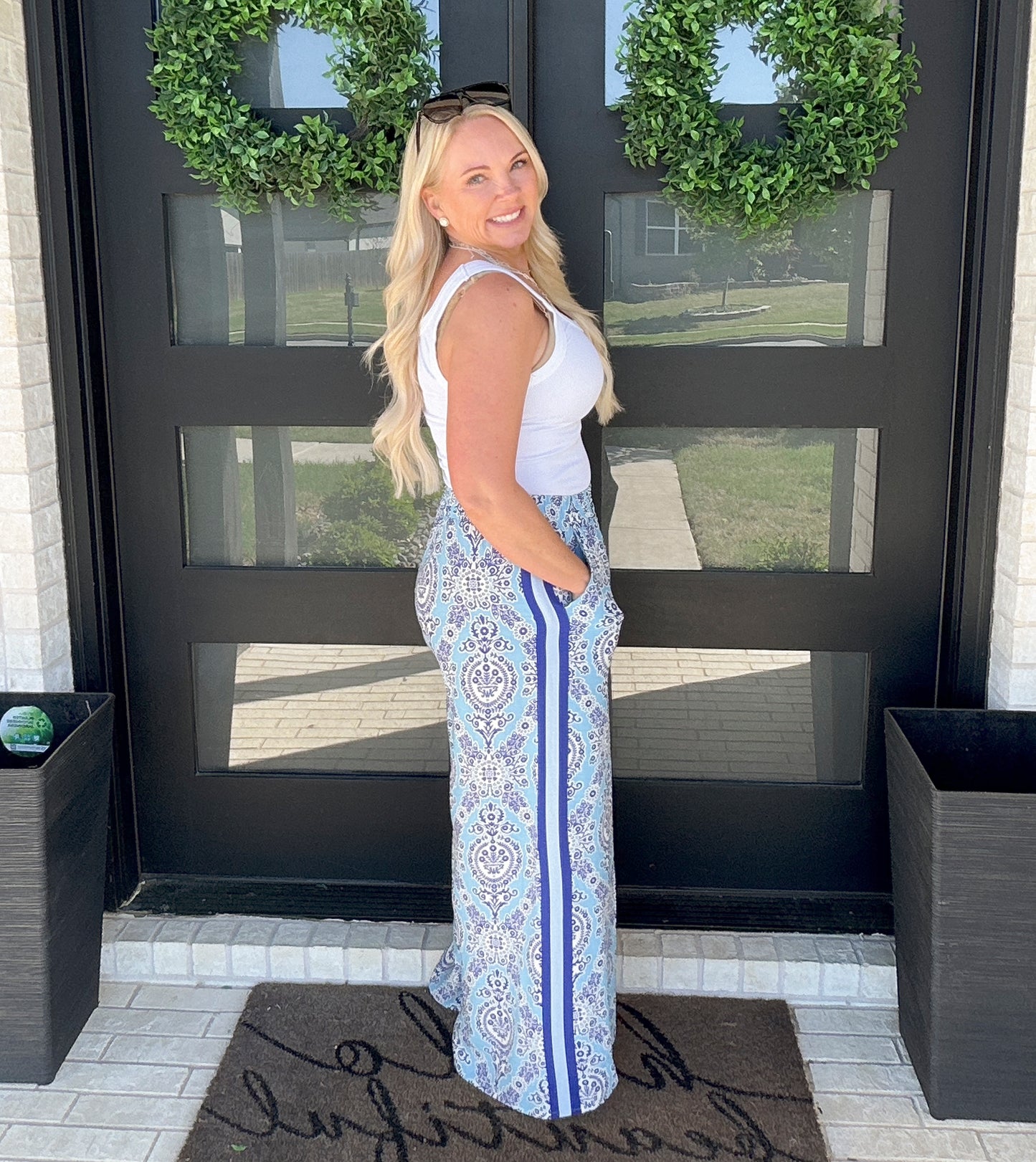 Balanced Print Pant - Blue