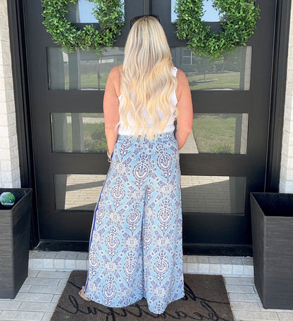 Balanced Print Pant - Blue