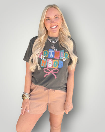 Motherhood Retro Floral Bow Graphic Tee