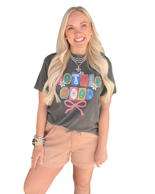 Motherhood Retro Floral Bow Graphic Tee