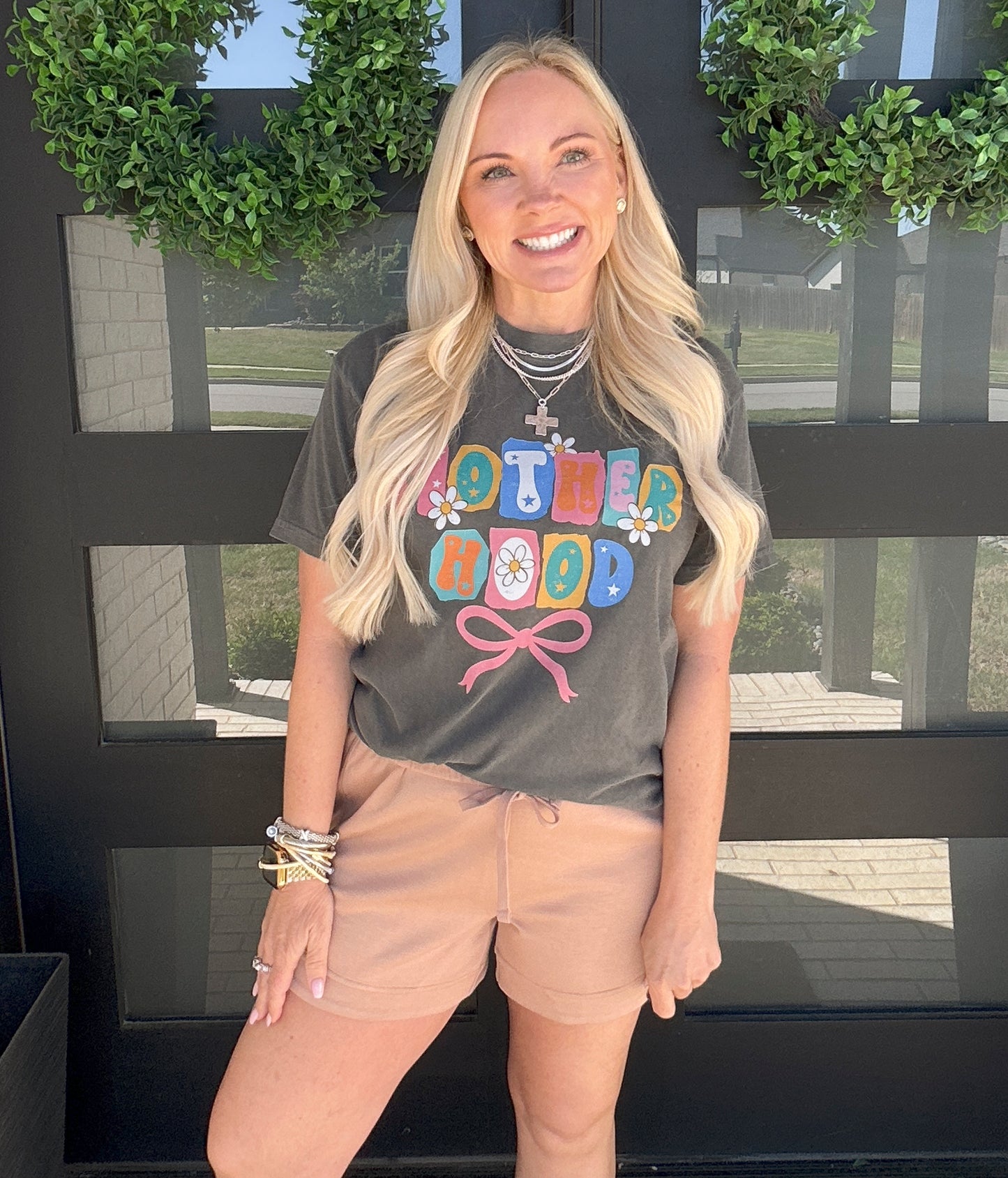 Motherhood Retro Floral Bow Graphic Tee