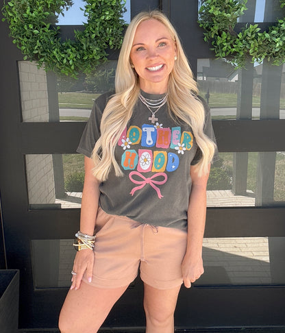 Motherhood Retro Floral Bow Graphic Tee