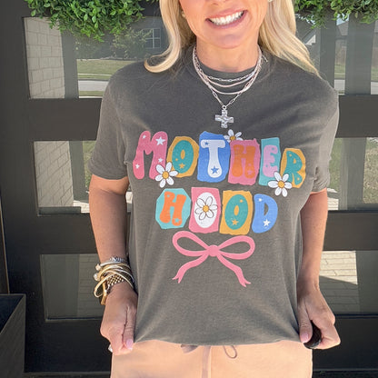 Motherhood Retro Floral Bow Graphic Tee