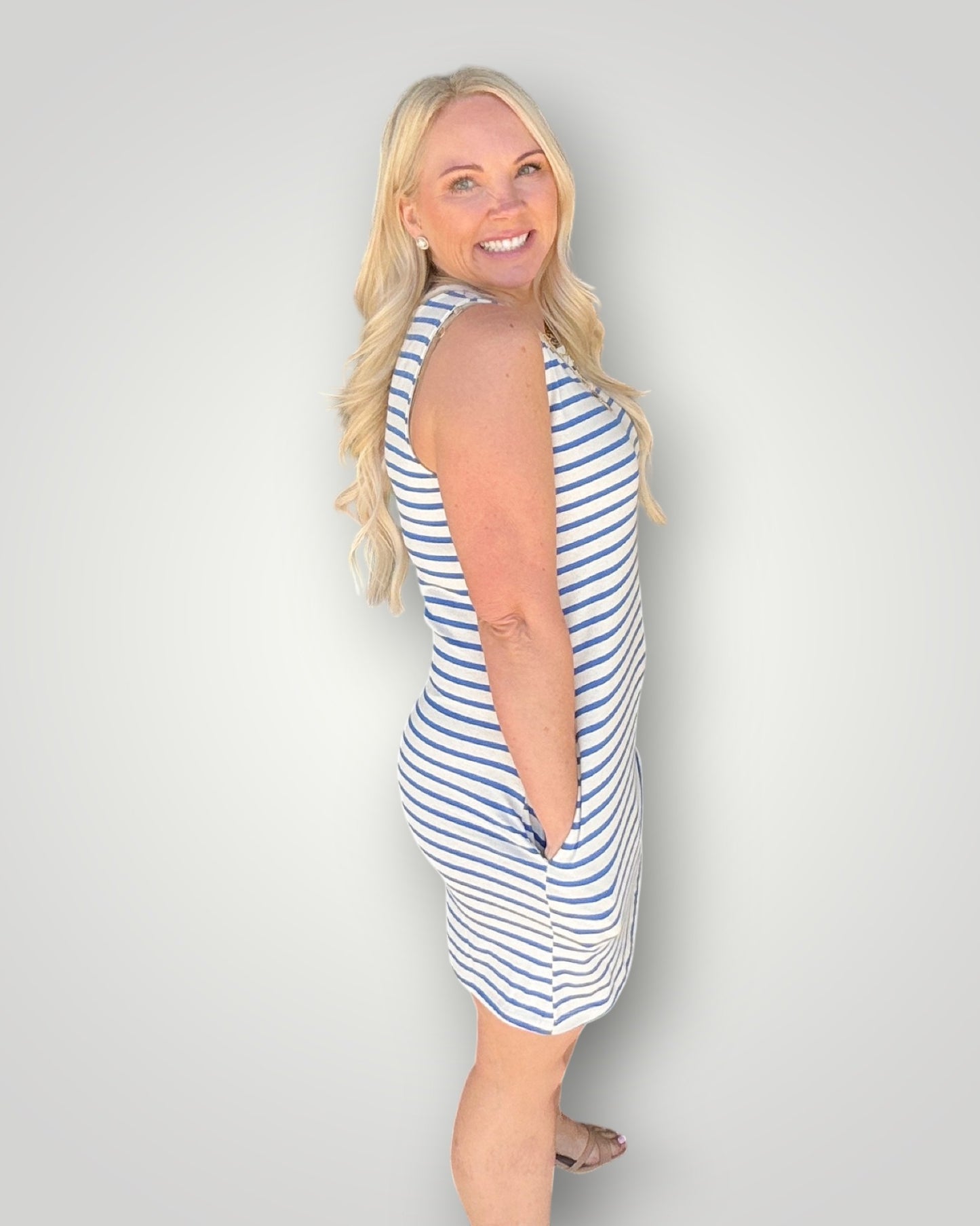 Everyday Stripe Tank Dress - Blue