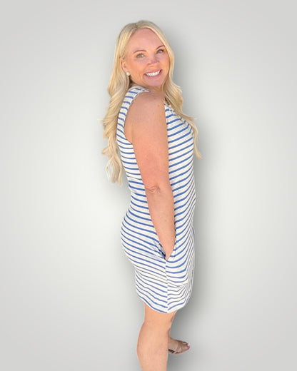Everyday Stripe Tank Dress - Blue