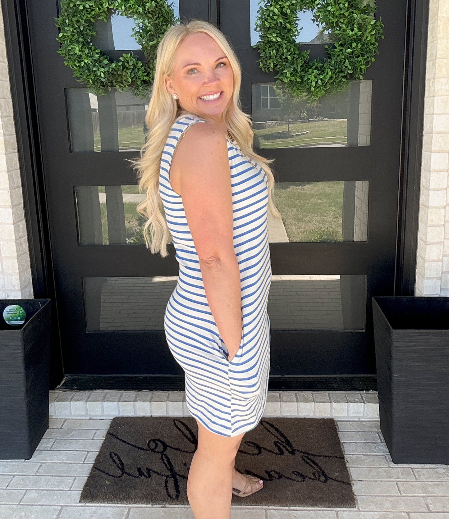 Everyday Stripe Tank Dress - Blue