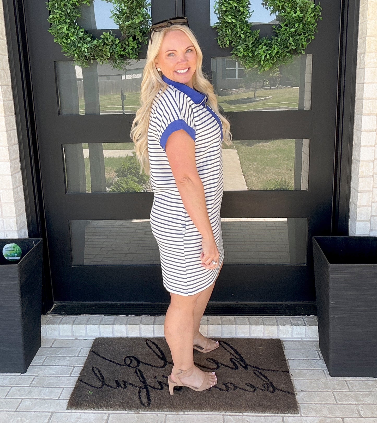 Out of Office Stripe Knit Dress