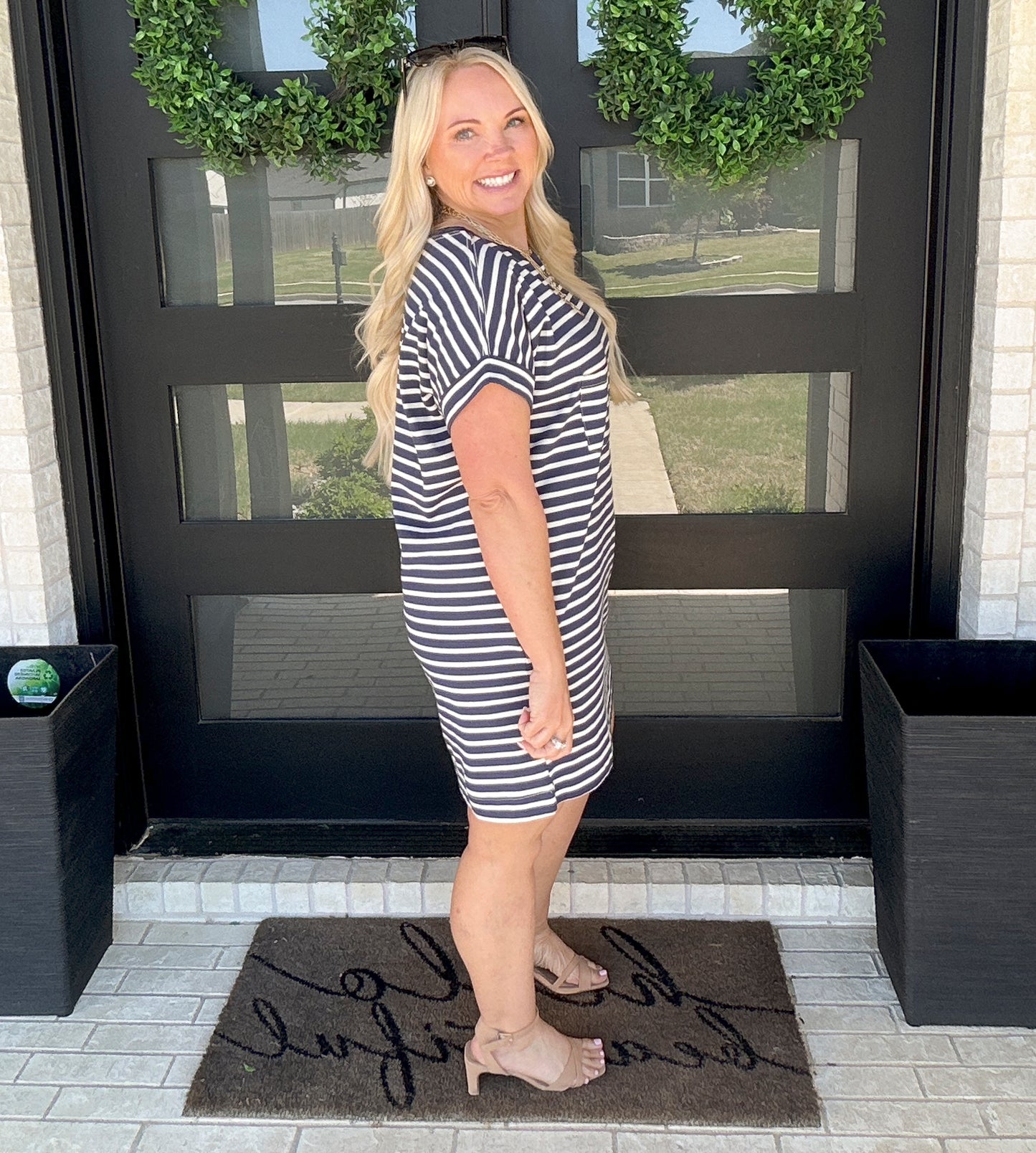The Easy Stripe T-Shirt Dress - Navy