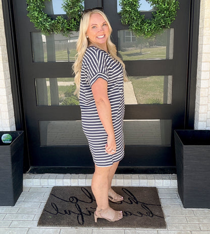 The Easy Stripe T-Shirt Dress - Navy