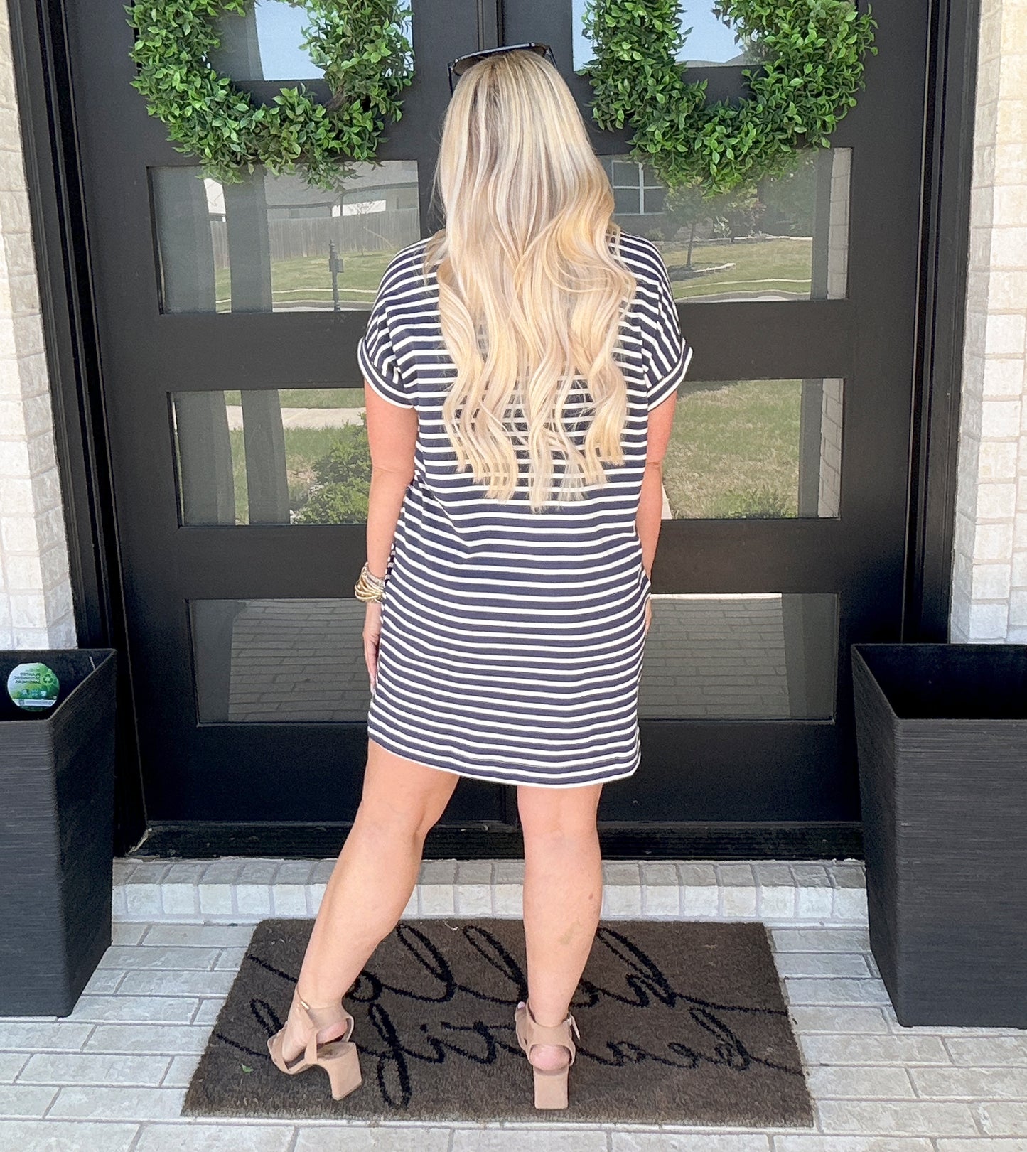 The Easy Stripe T-Shirt Dress - Navy