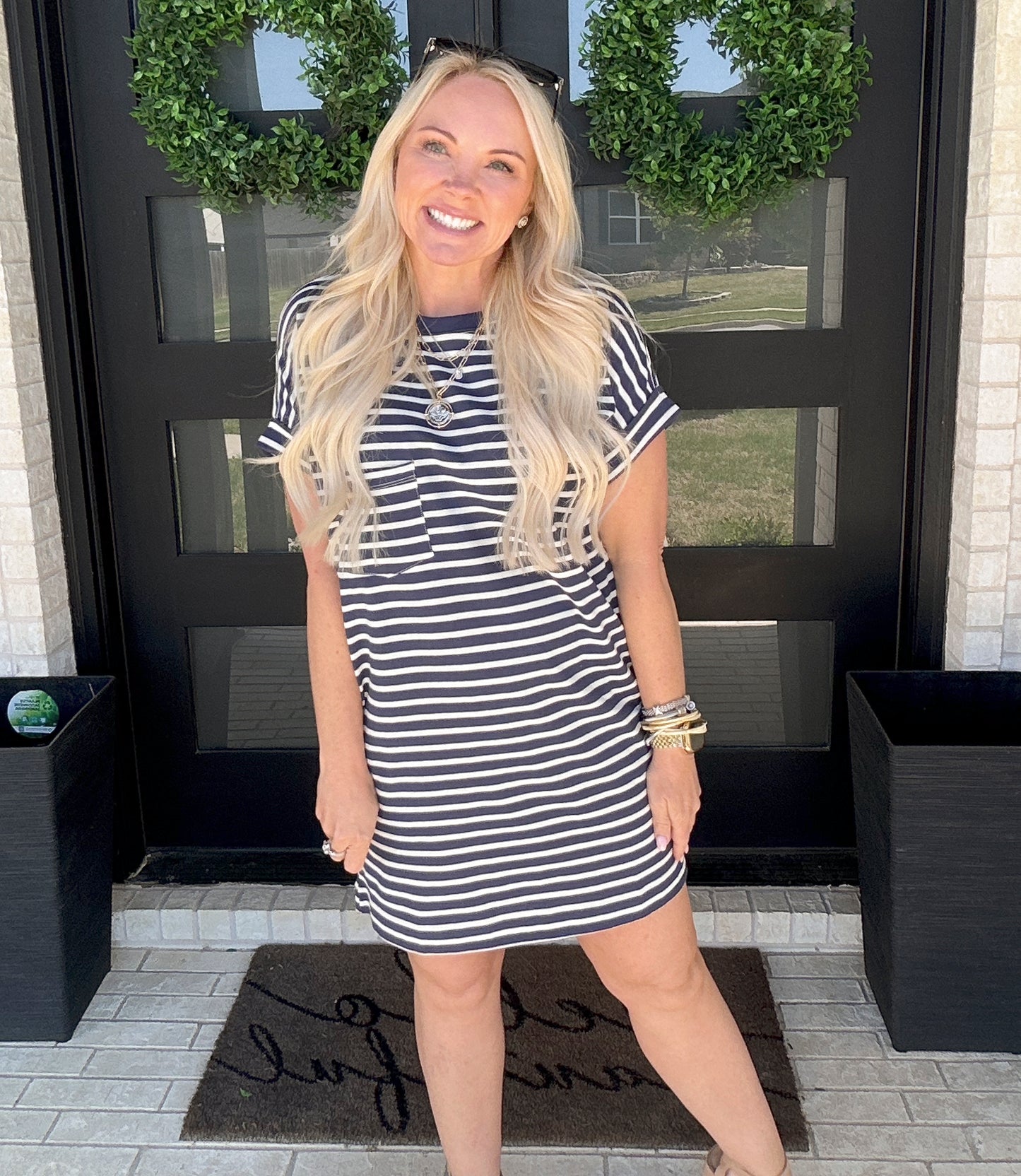The Easy Stripe T-Shirt Dress - Navy